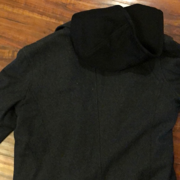 Black Rivet Wool/Polyester Blend Coat - Picture 9 of 10